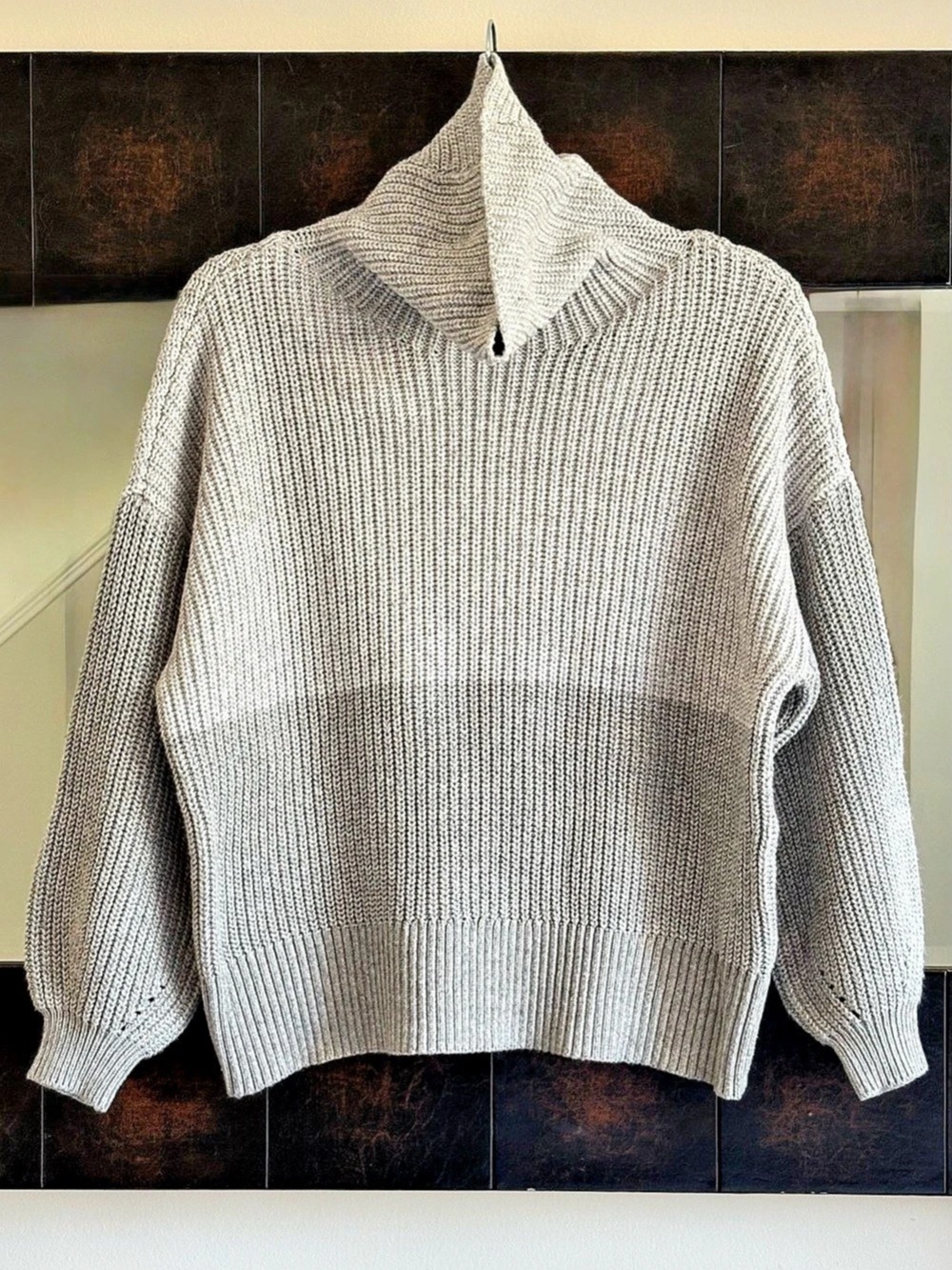 American Eagle Ribbed Turtleneck Sweater Gray Size Small